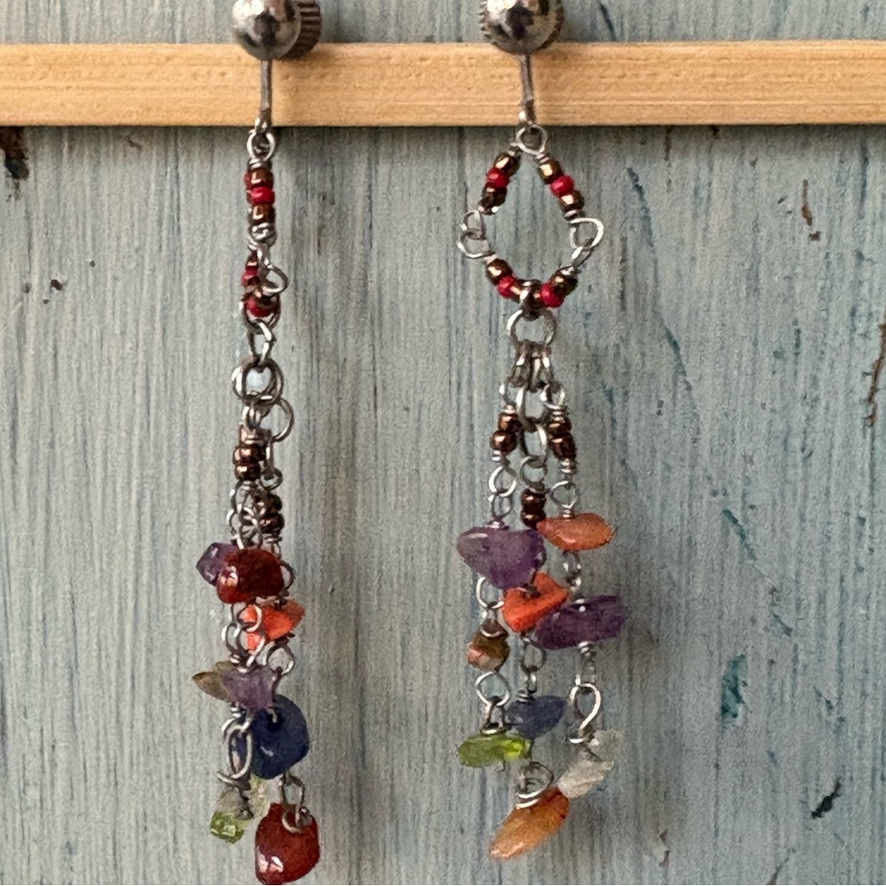 Colorful Beaded Dangle Earrings - Picture 7 of 9